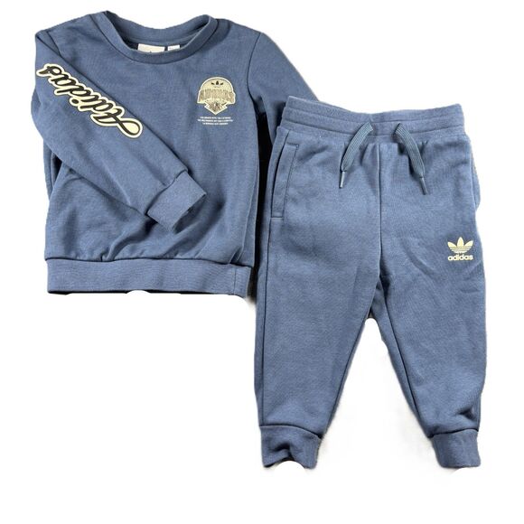 Adidas Baby Boy Girl Sweatsuit Outfit Sweatpants Sweatshirt Blue 18 Months G226 - Picture 1 of 7